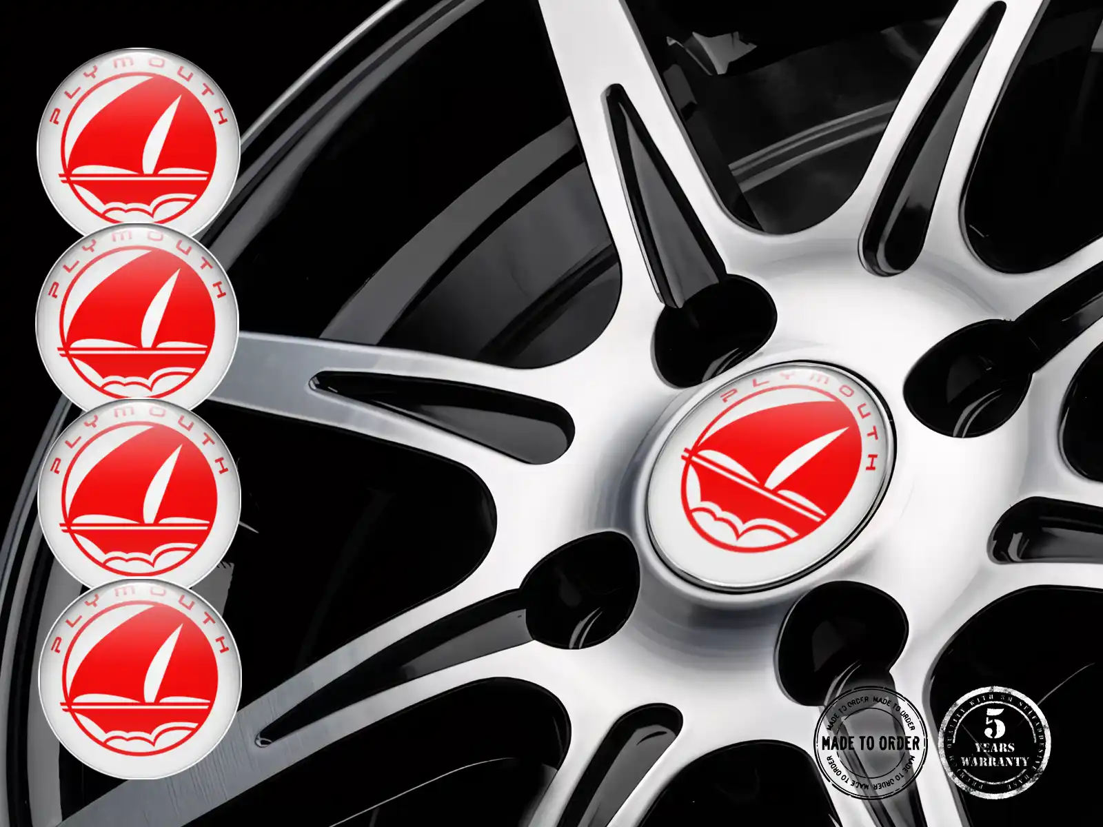 Plymouth Radaufkleber Logo Harzgewölbtes Design